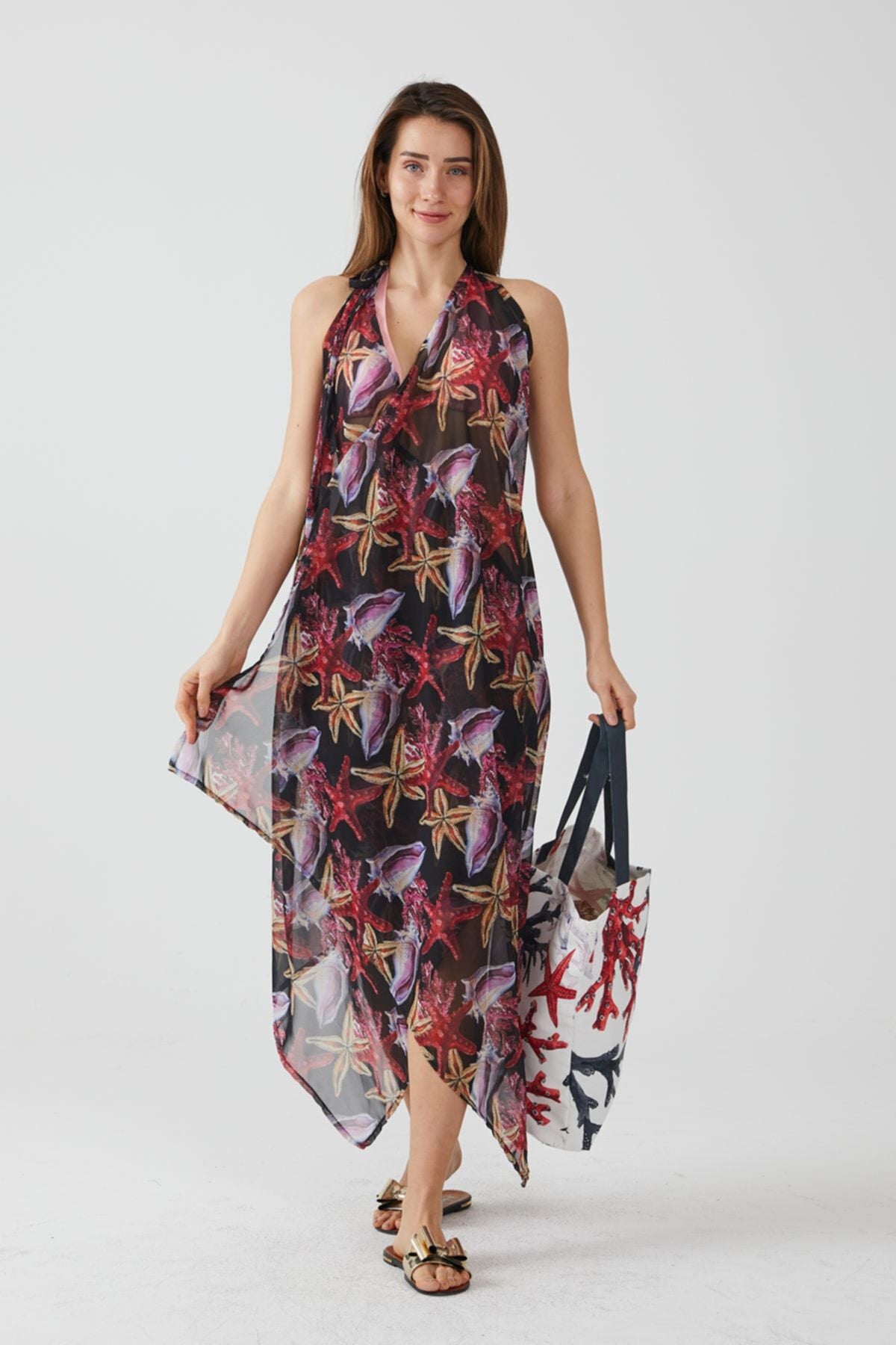 Ays Home Starfish Pattern Long Beach Dress AYSHOME Ays Home Starfish Pattern Long Beach Dress AYSHOME
