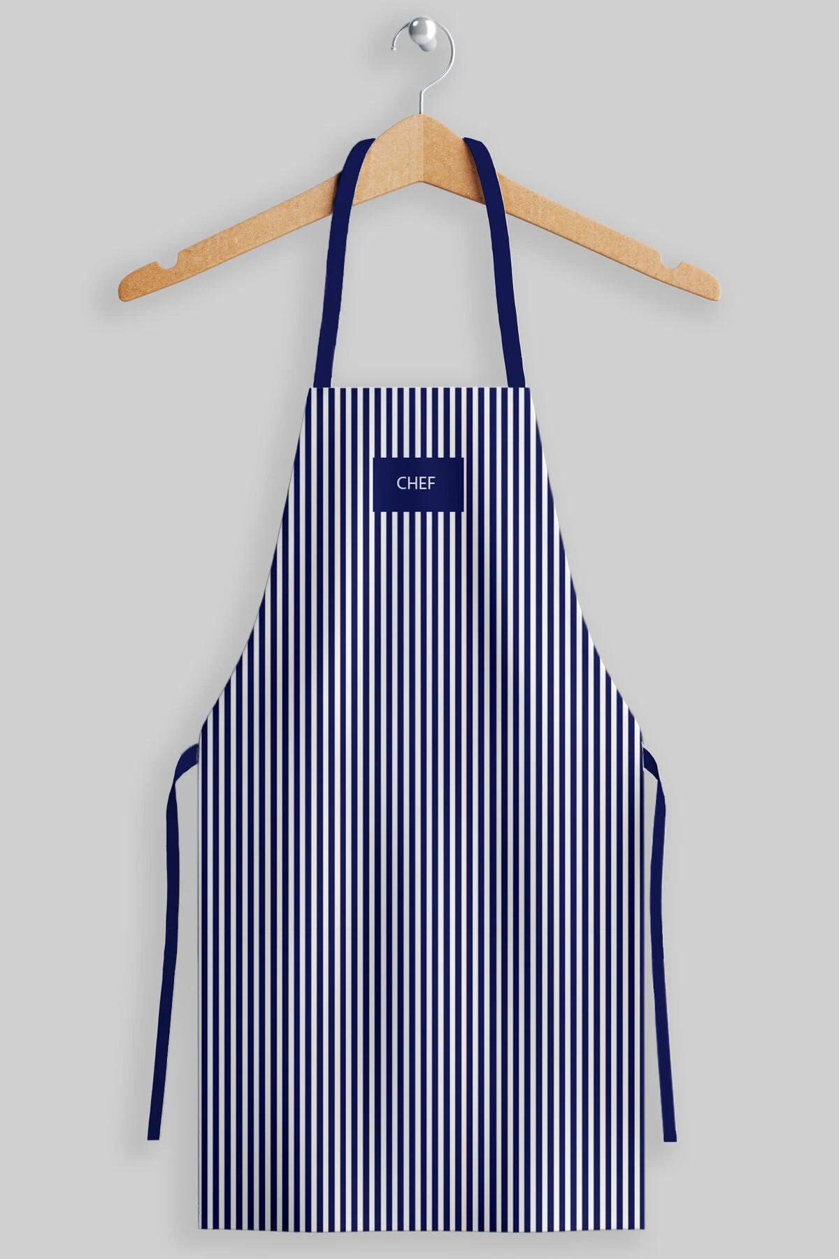 AYSHome Geniş Ebat Lacivert İnce Çizgili Kumaş Önlük