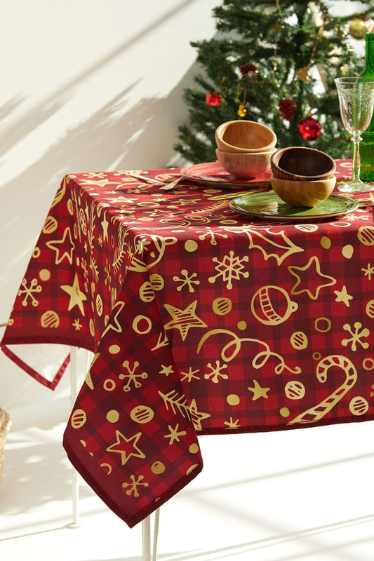 Kırmızı Yılbaşı Masa Örtüsü