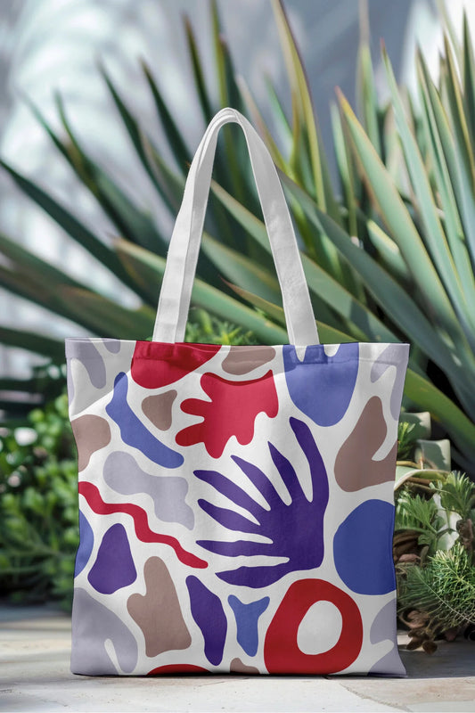 Ays Home Basic Desenli Baskılı Fermuarlı Bez Plaj Alışveriş Çantası