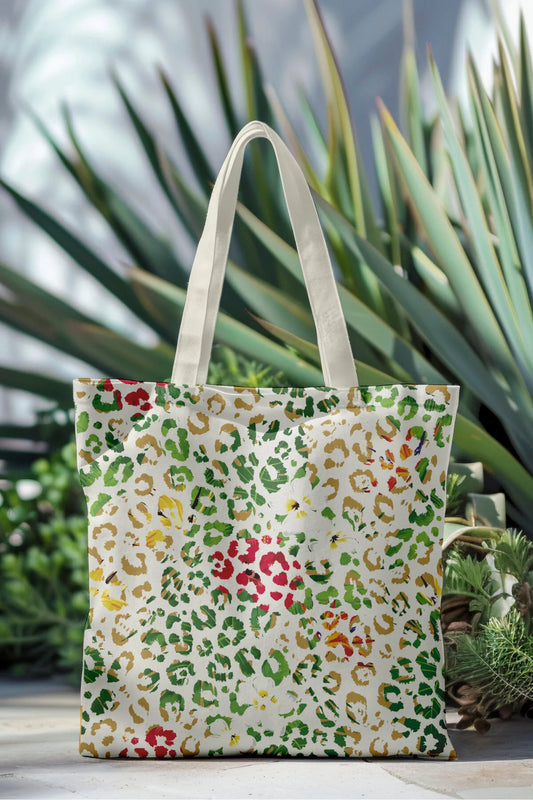 Ays Home Basic Leopar Yıkanabilirfermuarlı Bez Plaj Alışveriş Çantası