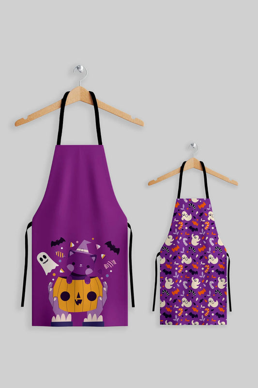 AYSHome Cadılar Bayramı Kedi Şekeri Anne Çocuk Mutfak Önlüğü Seti