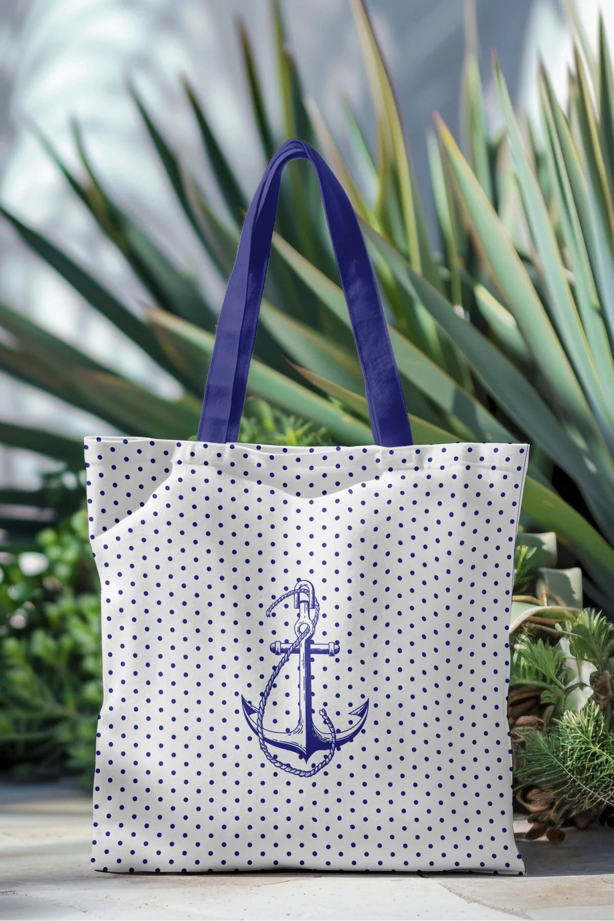 Ays Home Çipa Desenli Ekru Puantiyeli Yıkanabilir Fermuarlı Bez Plaj Çantası