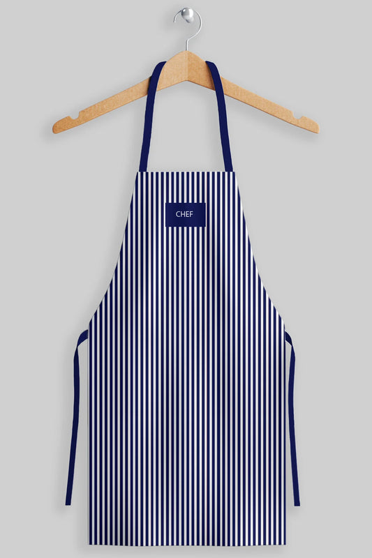 AYSHome Geniş Ebat Lacivert İnce Çizgili Kumaş Önlük