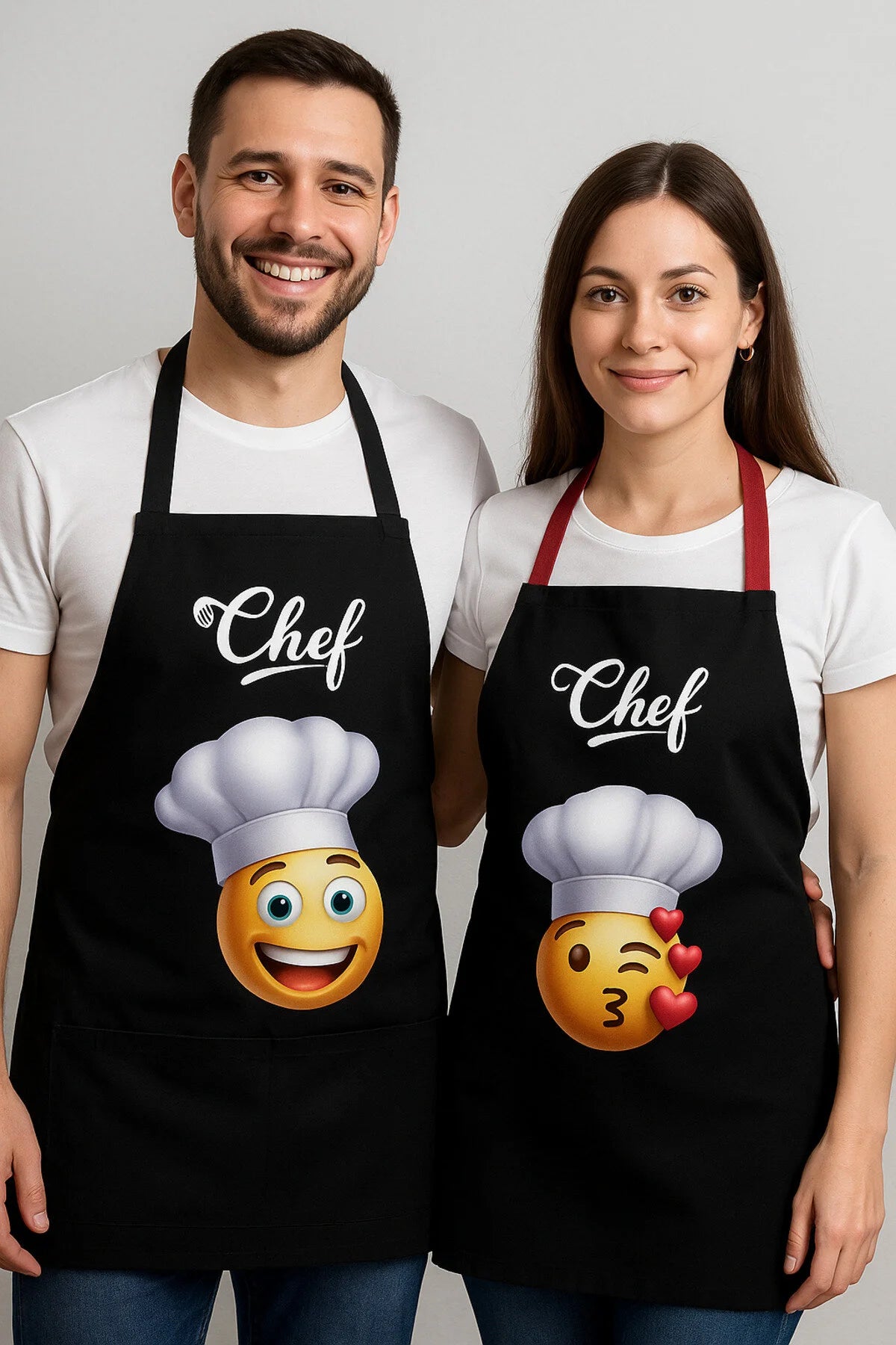 AYSHome Sevimli Şef İkili Kumaş Mutfak Önlüğü Seti