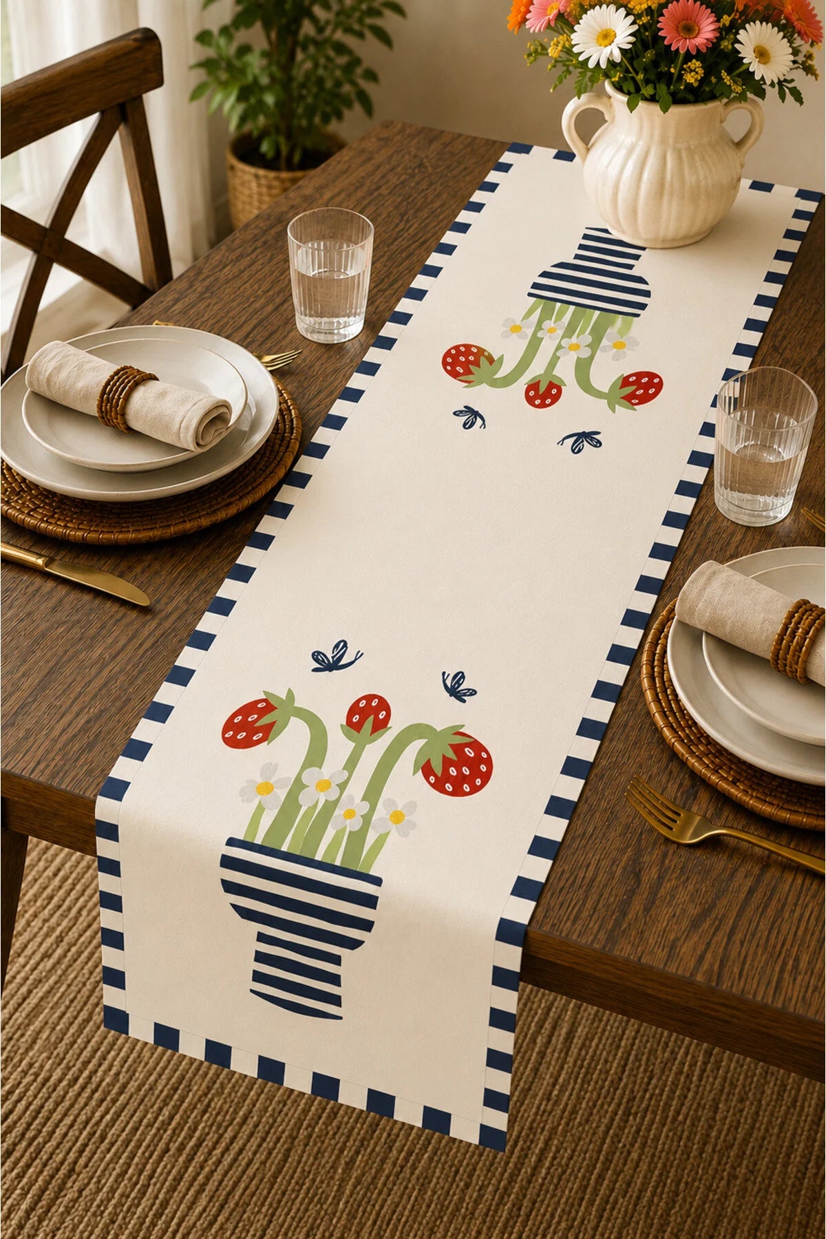 Ays Home Çilek Çiçeği Runner